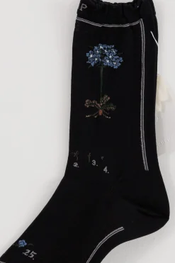 Antipast Botanical Flower Socks in Black