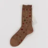 Antipast Polka Flower Socks in Brown