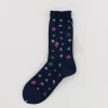Antipast Polka Flower Socks in Navy