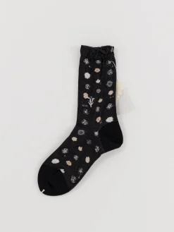 Antipast Polka Flower Socks in Black