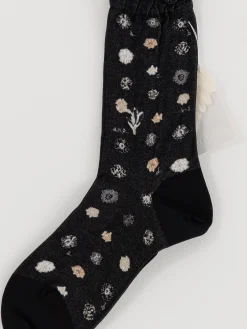 Antipast Polka Flower Socks in Black