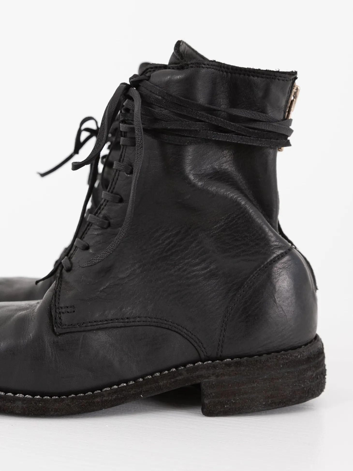 Guidi Front Tie/Back Zip Boot 995BZ, Black