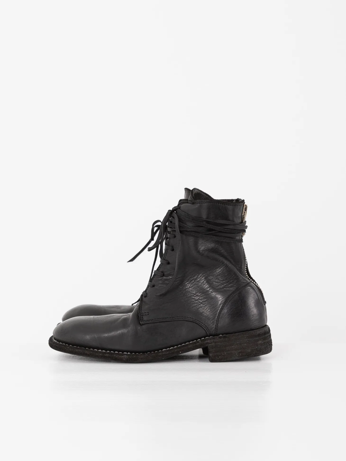 Guidi Front Tie/Back Zip Boot 995BZ, Black