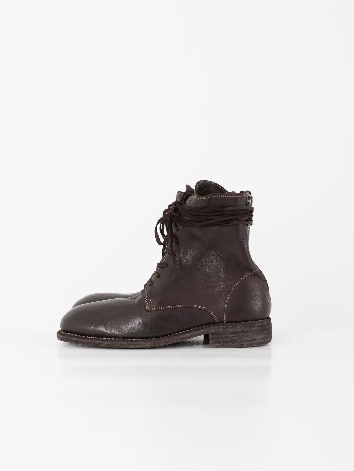 Guidi Front Tie/Back Zip Boot 995BZ, Dark Brown