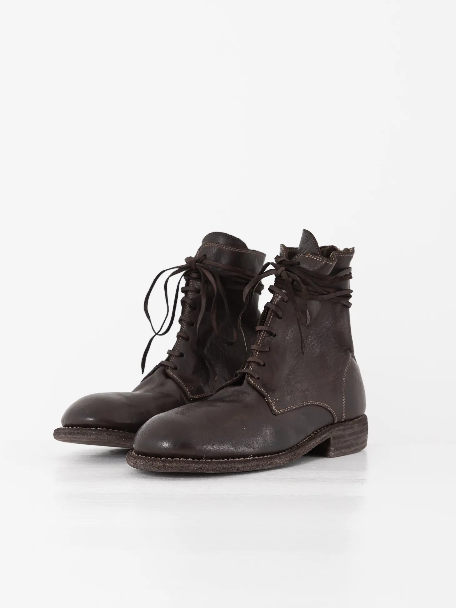 Guidi Front Tie/Back Zip Boot 995BZ, Dark Brown