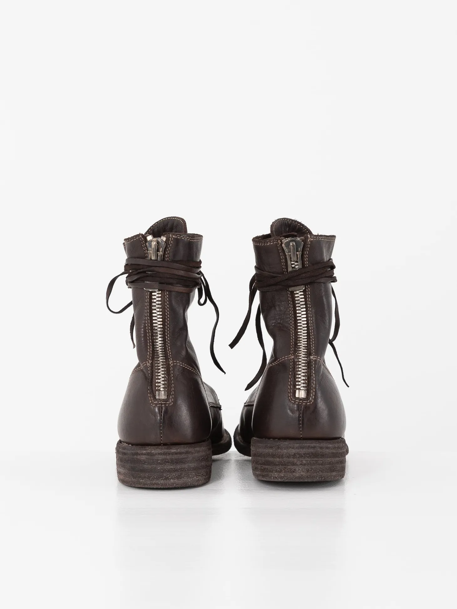 Guidi Front Tie/Back Zip Boot 995BZ, Dark Brown