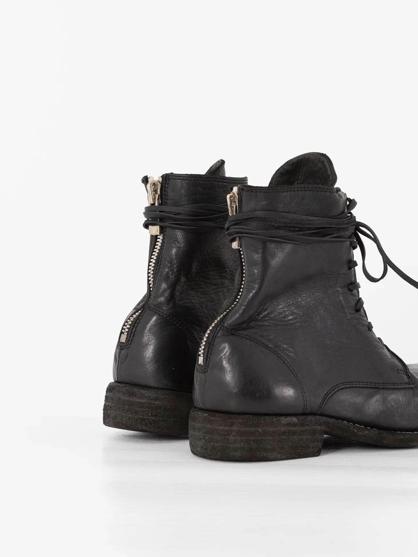 Guidi Front Tie/Back Zip Boot 995BZ, Black