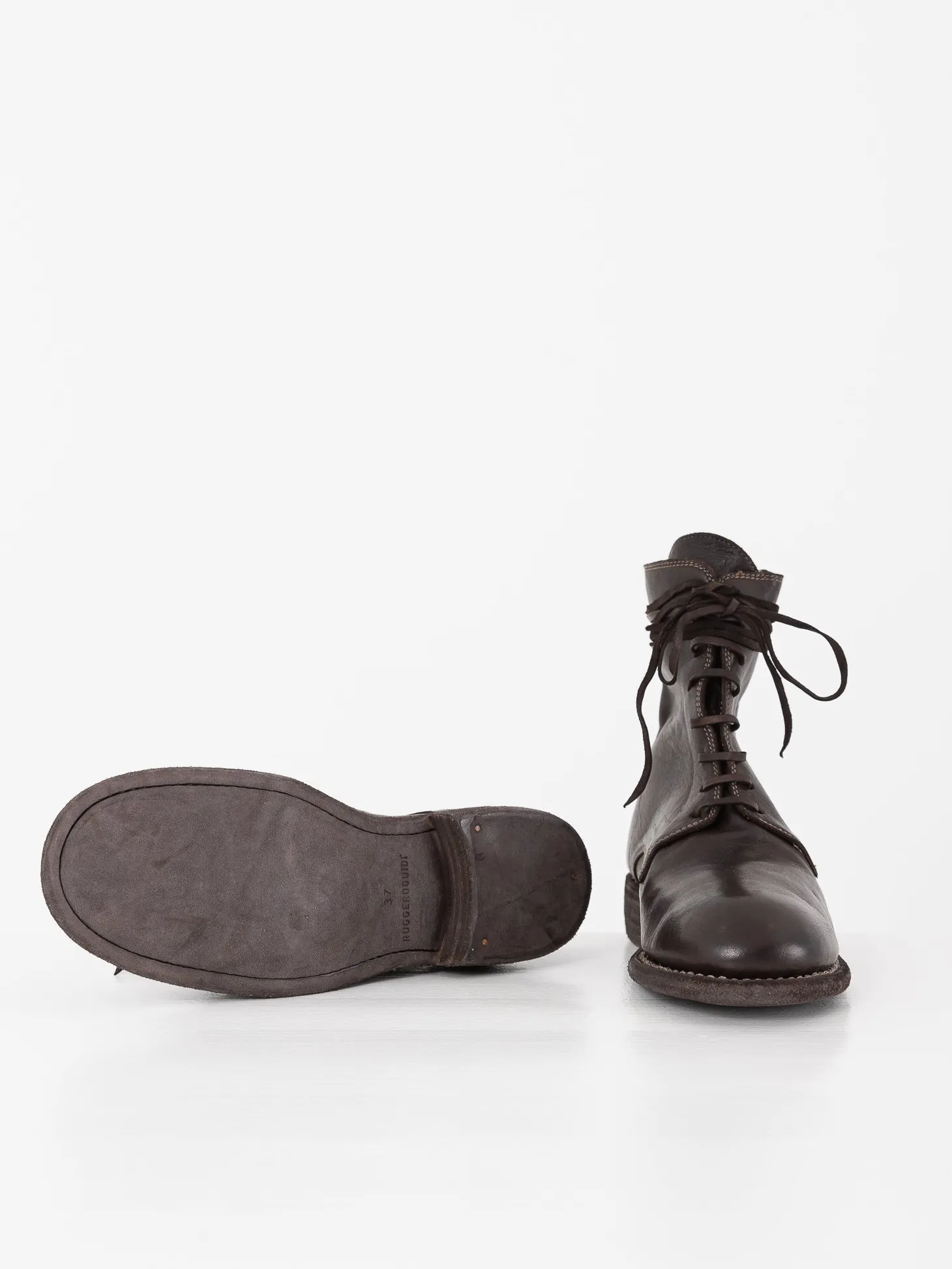 Guidi Front Tie/Back Zip Boot 995BZ, Dark Brown