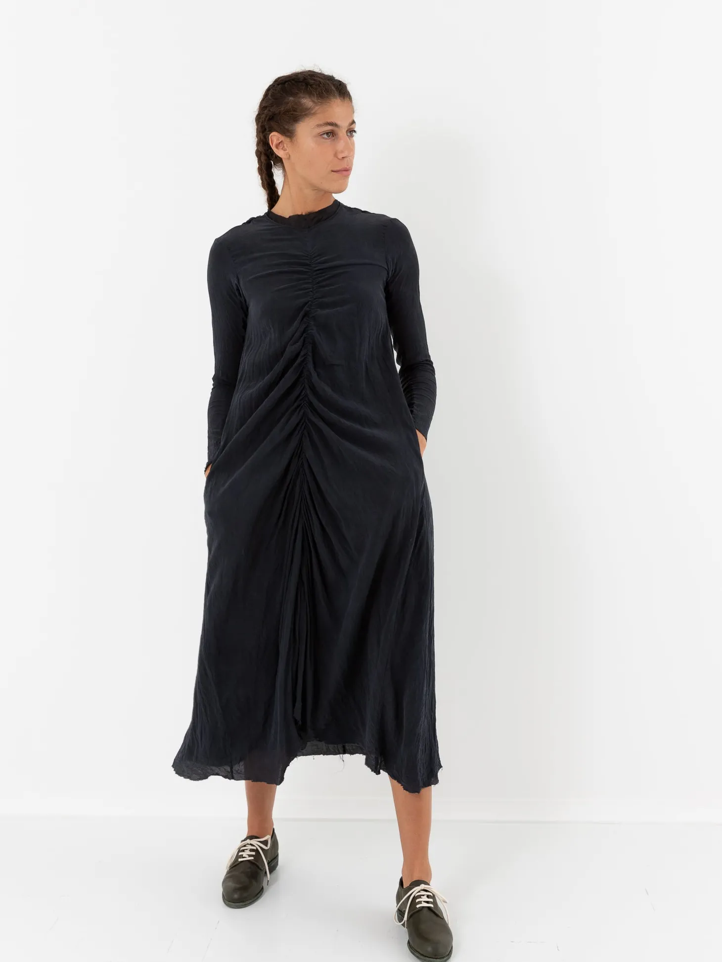 Hazel Brown Double Ruched Dress
