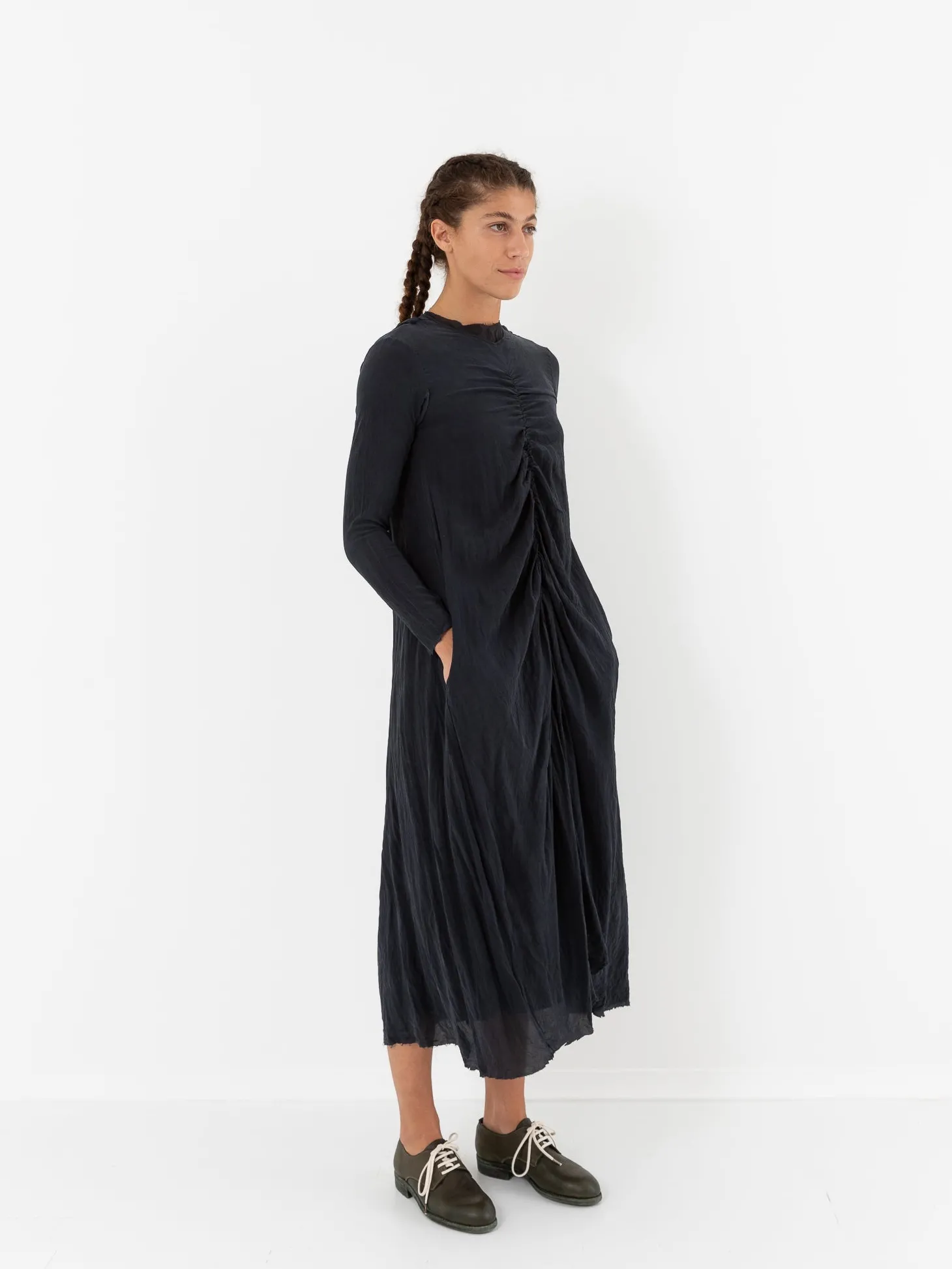 Hazel Brown Double Ruched Dress