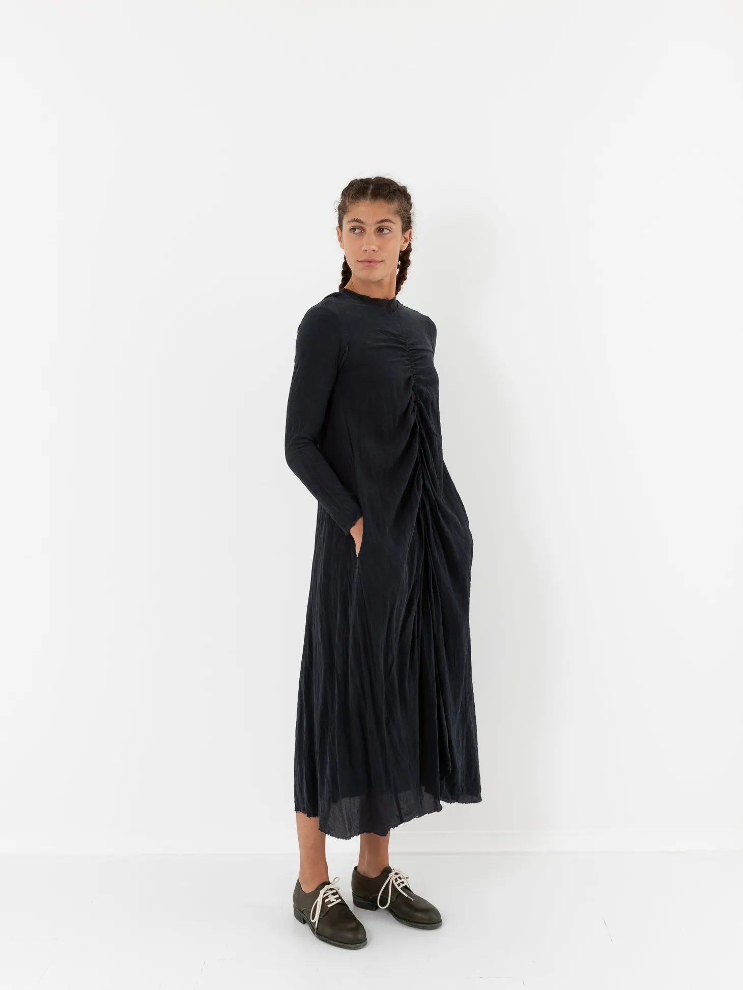Hazel Brown Double Ruched Dress