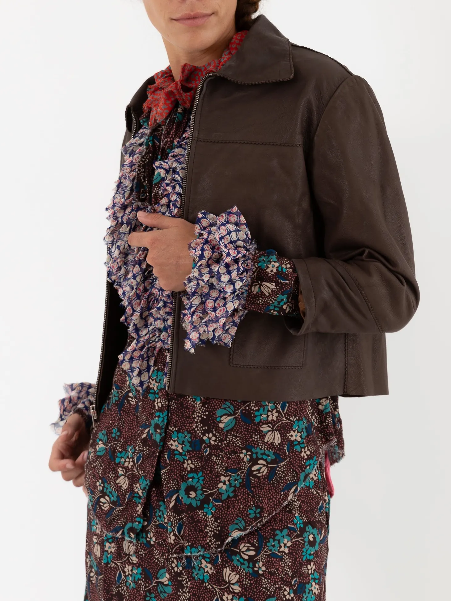 Hazel Brown Little Leather Jacket