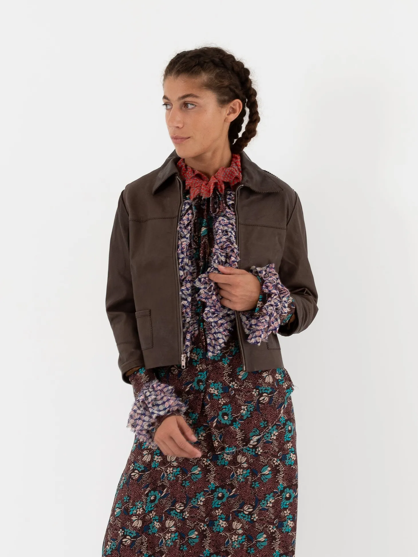 Hazel Brown Little Leather Jacket