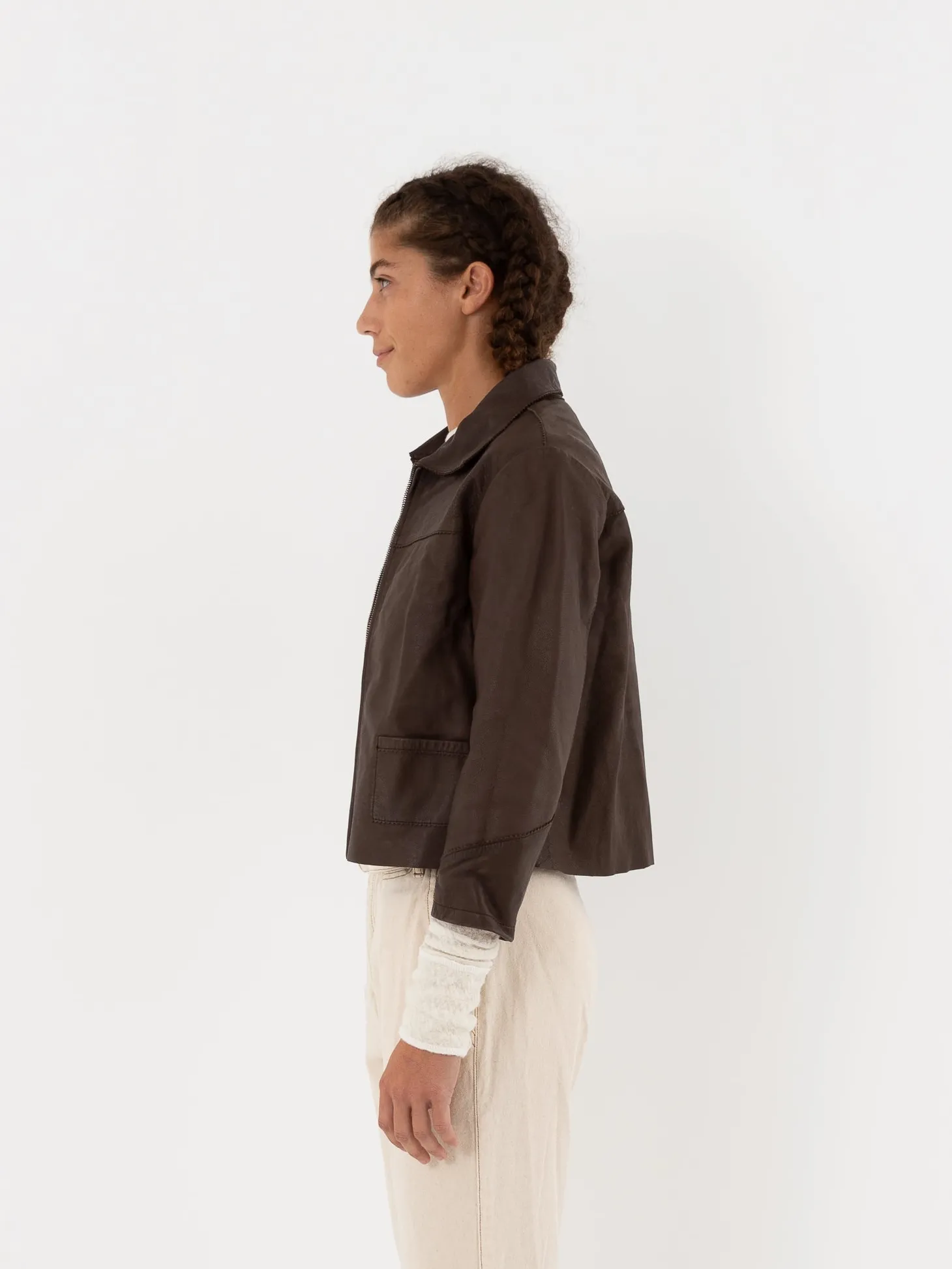 Hazel Brown Little Leather Jacket