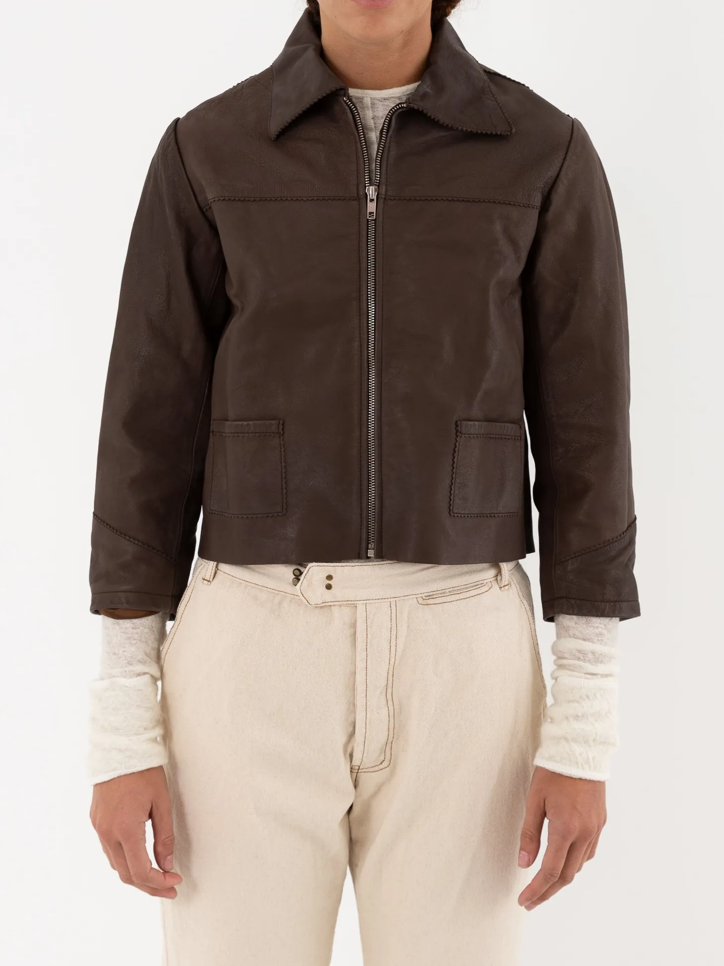 Hazel Brown Little Leather Jacket