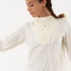 Hazel Brown Tattered Yoke Blouse