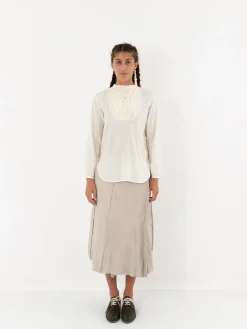Hazel Brown Tattered Yoke Blouse