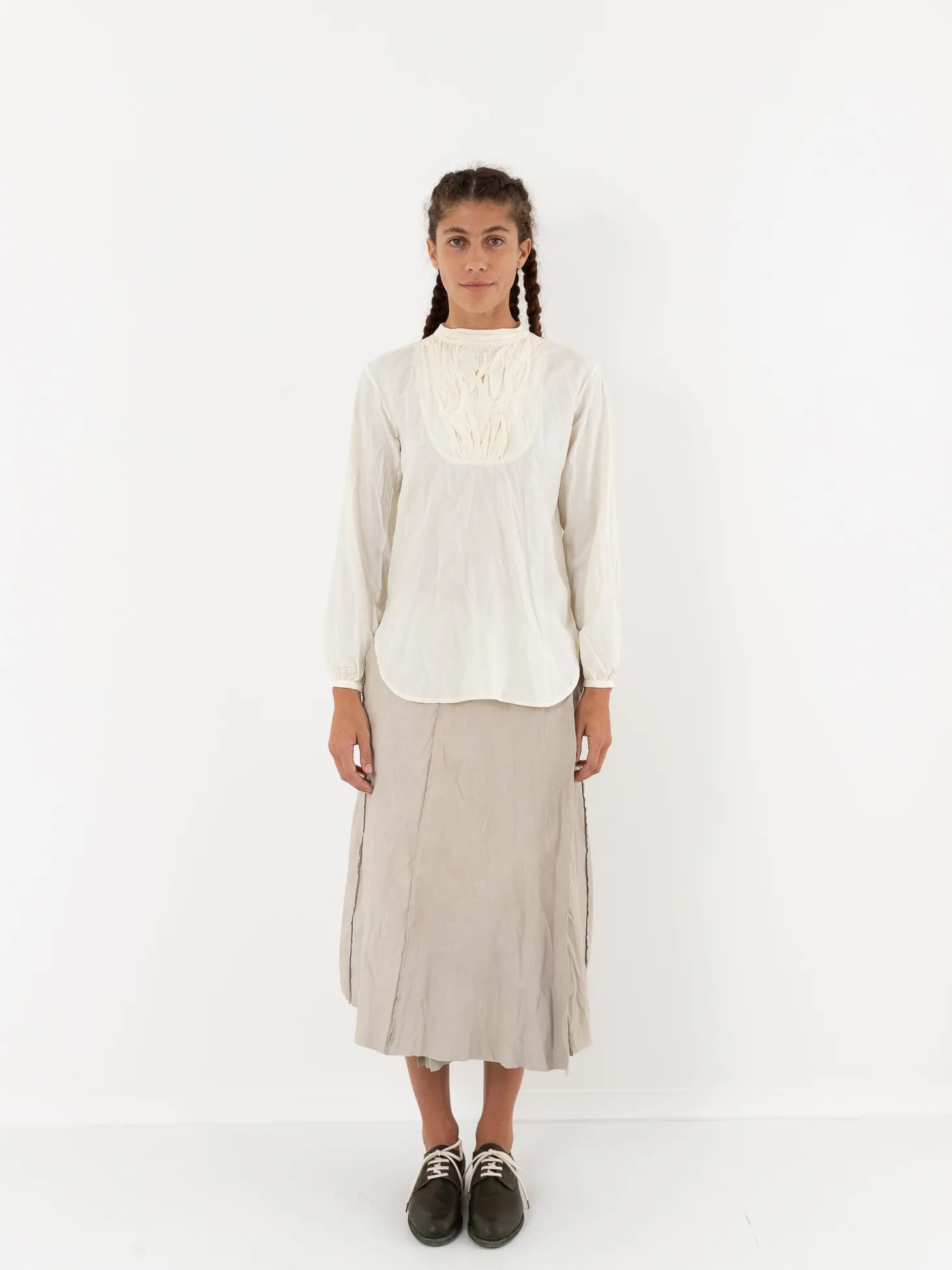 Hazel Brown Tattered Yoke Blouse