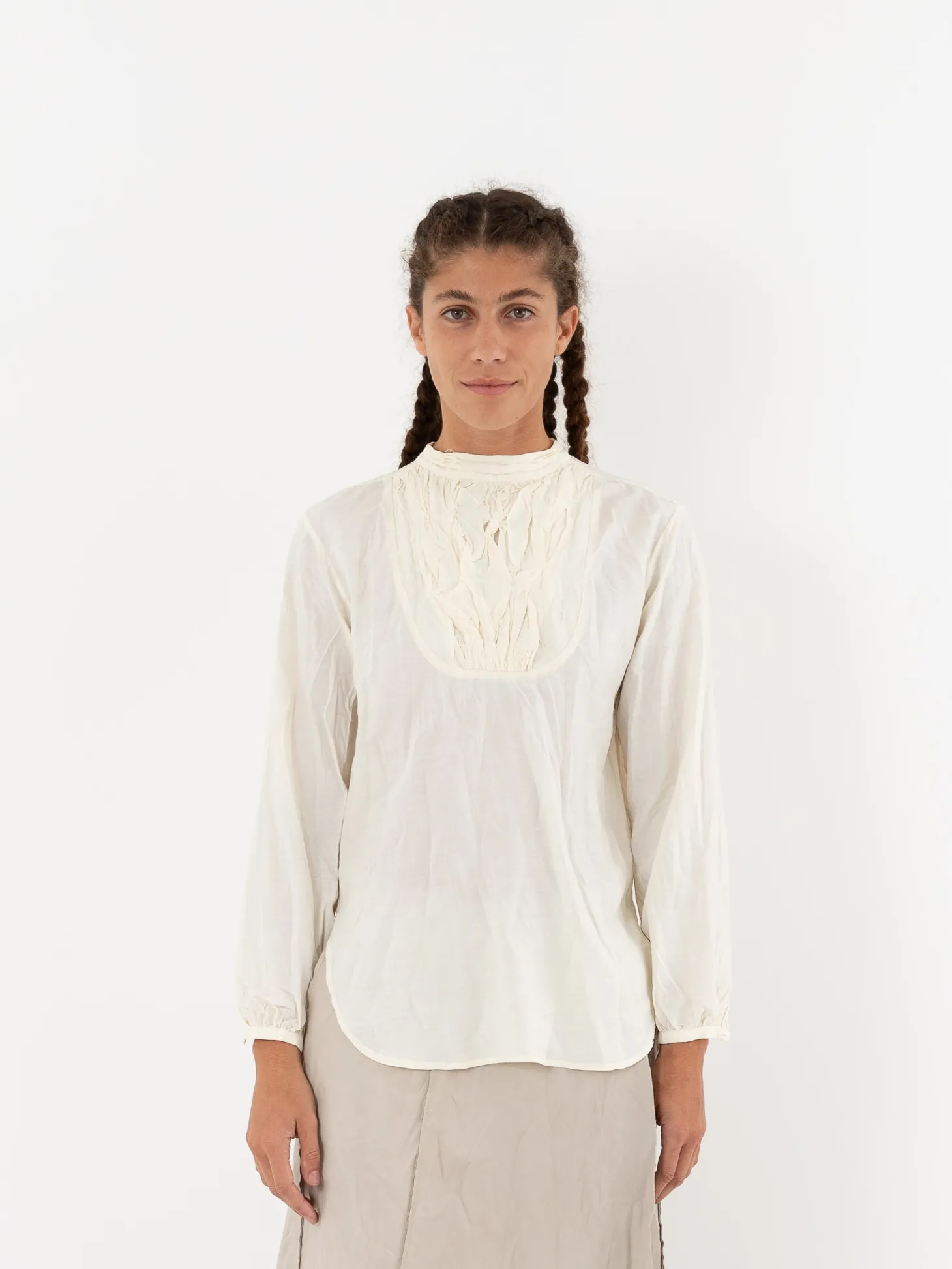 Hazel Brown Tattered Yoke Blouse