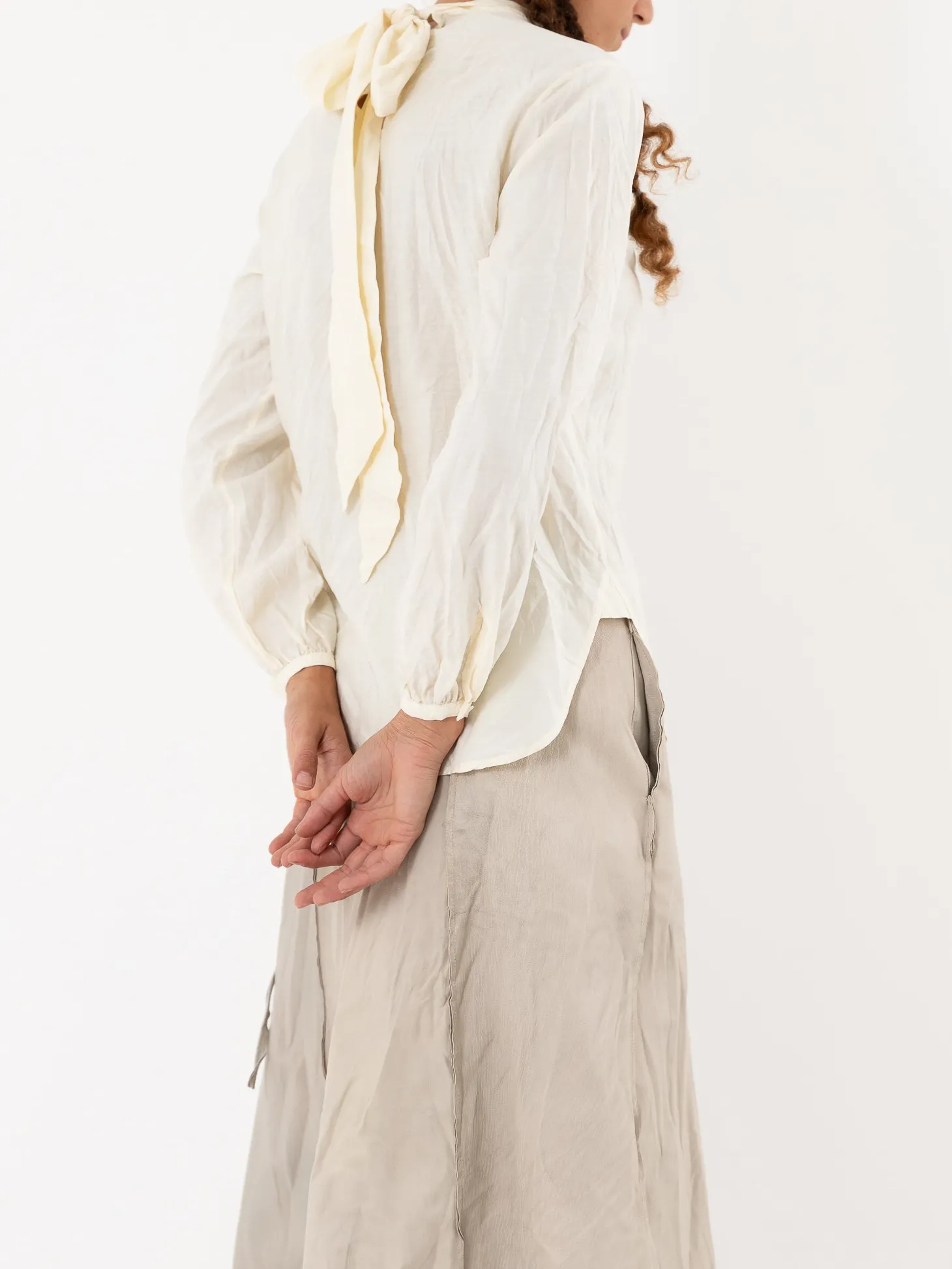 Hazel Brown Tattered Yoke Blouse