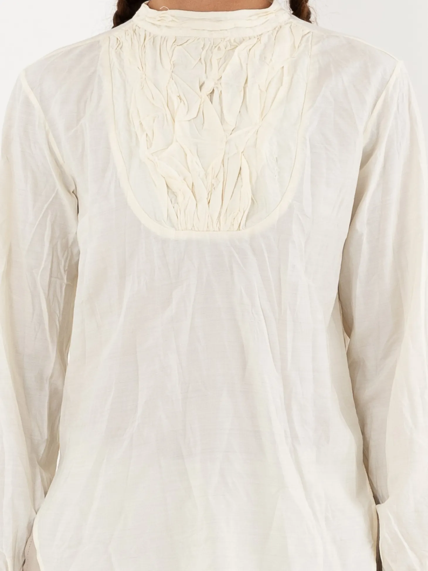 Hazel Brown Tattered Yoke Blouse