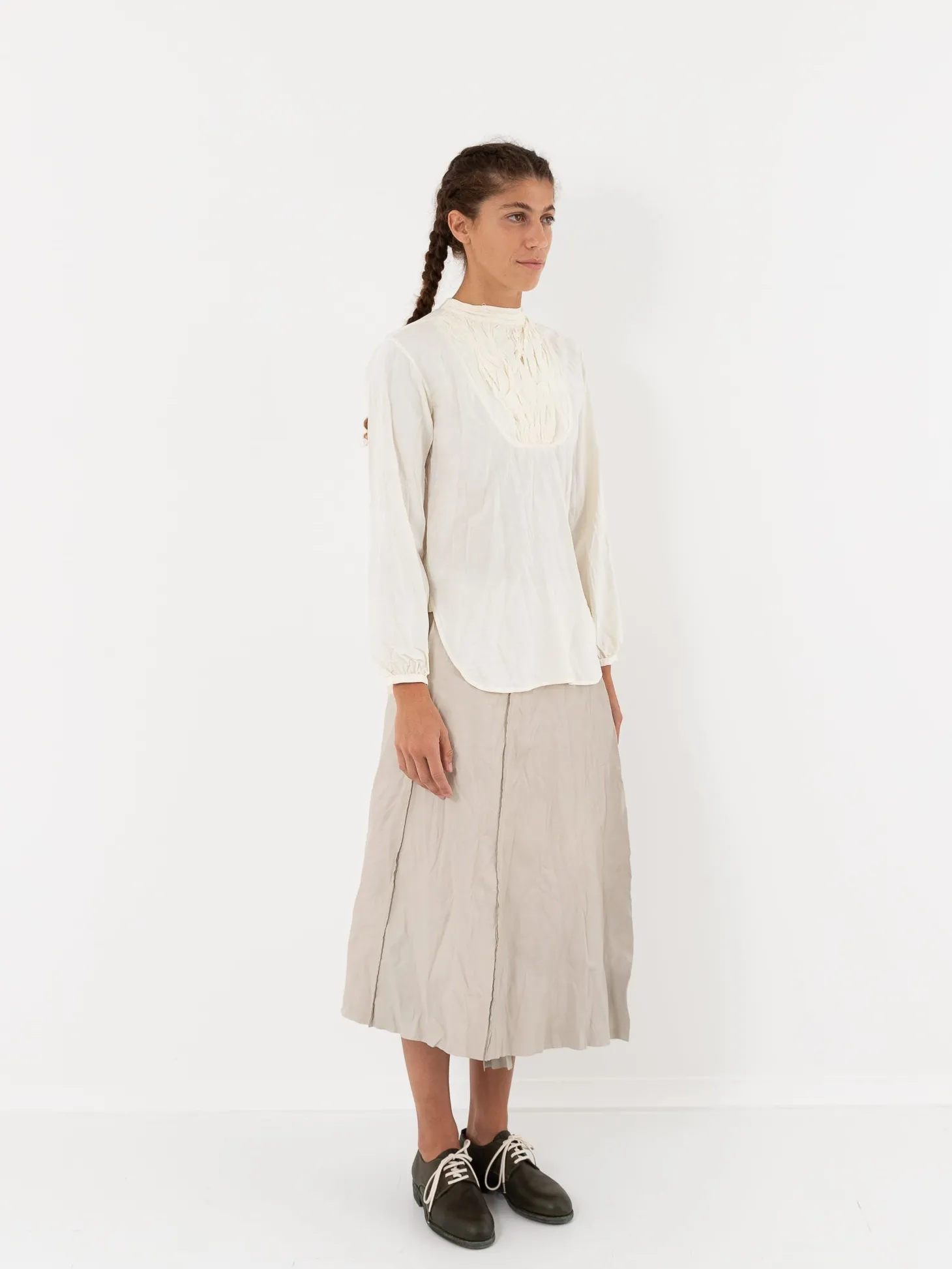 Hazel Brown Tattered Yoke Blouse
