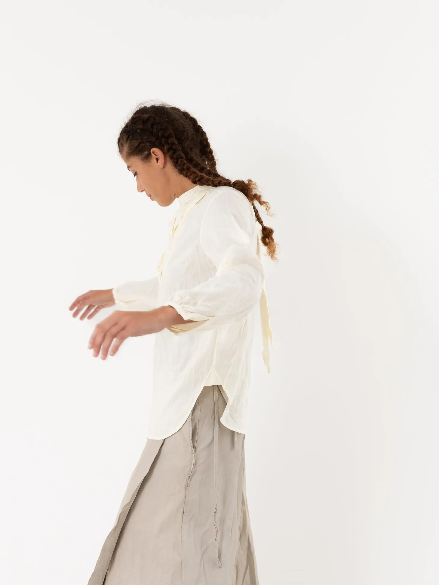 Hazel Brown Tattered Yoke Blouse