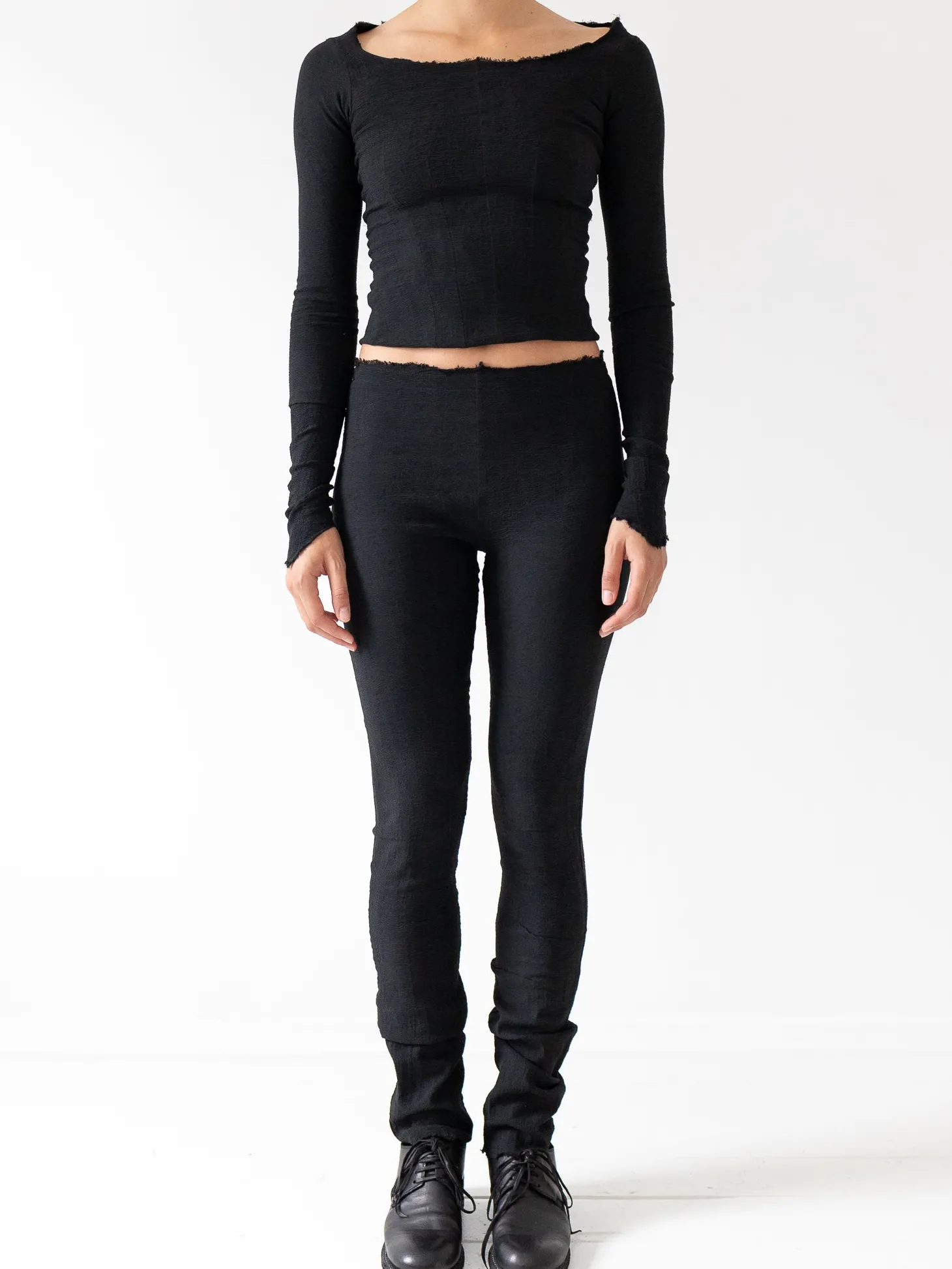 Marc LeBihan Stretch Silk Leggings, Black