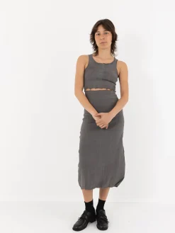 Marc LeBihan Stretch Silk Crop Top, Rose Grey