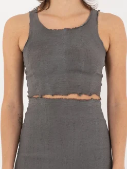 Marc LeBihan Stretch Silk Crop Top, Rose Grey