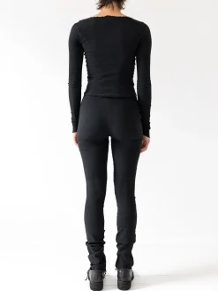 Marc LeBihan Stretch Silk Leggings, Black