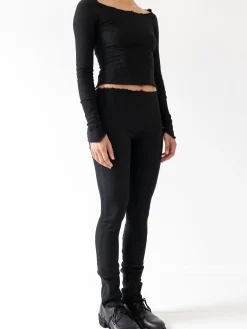 Marc LeBihan Stretch Silk Leggings, Black